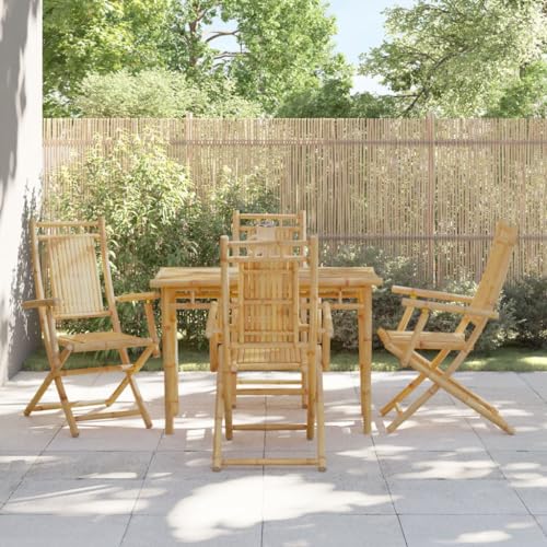 Keyroto Klappbare Gartenstühle 4 Stück 53 x 66 x 99 cm aus Bambus, Gartenstuhl, Gartenstühle, Gartenstühle im Freien, Stühle für den Außenbereich von Keyroto