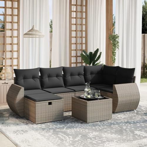 Keyroto Outdoor-Sofa Outdoor-Sofa mit Aufbewahrung Gartenlounge Set Outdoor Gartensofa aus Polyrattan-Grau-7pcs-3 Keyroto Outdoor-Sofa Outdoor-Sofa mit Aufbewahrung Gartenlounge Set Outdoor Gartensofa aus Polyrattan-Grau-7pcs-3 von Keyroto