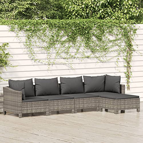 Keyroto Rattan gartenmöbel Set Gartenlounge Rattan Balkon Lounge loungesofa Outdoor Gartensofa wetterfest Lounge Set Balkon sitzgruppe Lounge gartenmöbel-5-tlg von Keyroto