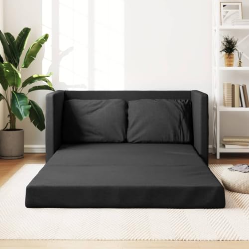 Keyroto Schlafsofa Sofa mit schlaffunktion Schlafcouch Sofa Bed Sofabett Sofa mit schlaffunktion fürsWohnzimmer Schlafzimmer Heimkino Gästezimmer-Schwarz-Stoff von Keyroto