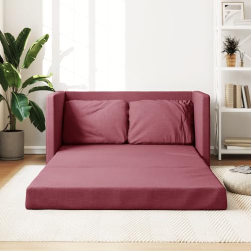 Keyroto Schlafsofa Sofa mit schlaffunktion Schlafcouch Sofa Bed Sofabett Sofa mit schlaffunktion fürsWohnzimmer Schlafzimmer Heimkino Gästezimmer-Weinrot-Stoff von Keyroto