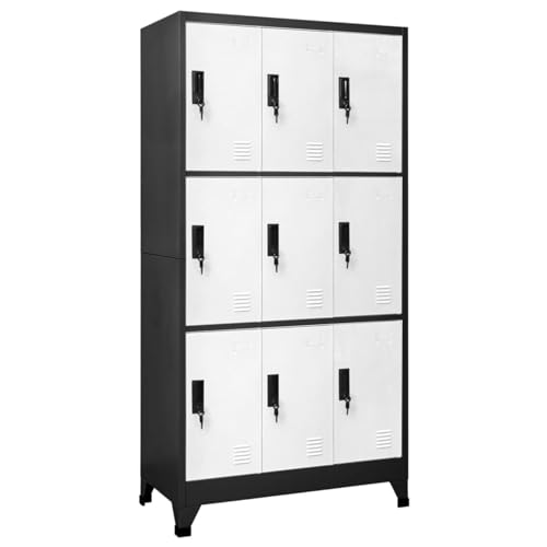 Keyroto Schließfachschrank Spind Schrank Metallspind Metallschrank Schließfächer Spind Metall Stahl Anthrazit und Weiß 90x45x180 cm von Keyroto