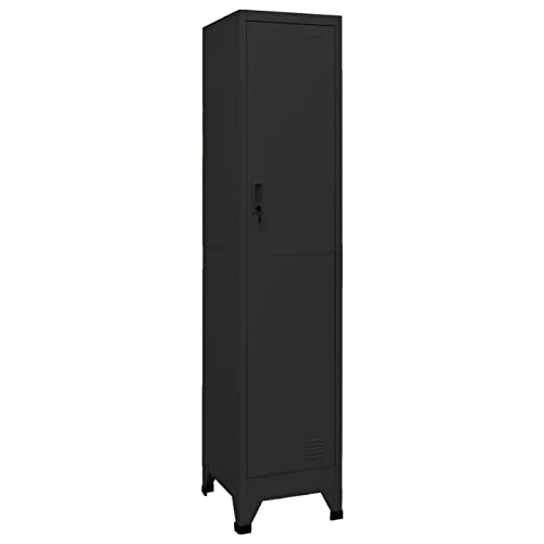 Keyroto Schließfachschrank Spind Schrank Schließfächer Spind Metall Wertfachschrank Metallspind Stahl Schwarz 38x45x180 cm von Keyroto