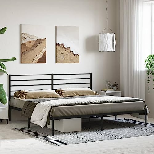 Keyroto Schmiedeeisernes Doppelbett Bettgestell Doppelbett Schmiedeeisen Bettrahmen mit Kopfteil Metall Schwarz 180 x 200 cm von Keyroto