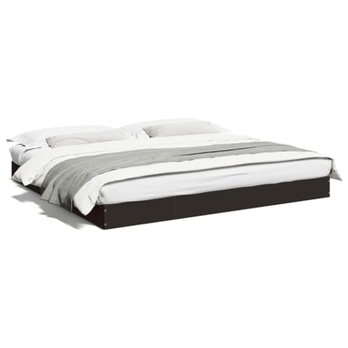 Keyroto Schwarzer Bettrahmen 180 x 200 cm aus mehrschichtigem Holz, Bettgestell, Doppelbett, Einzelbett von Keyroto