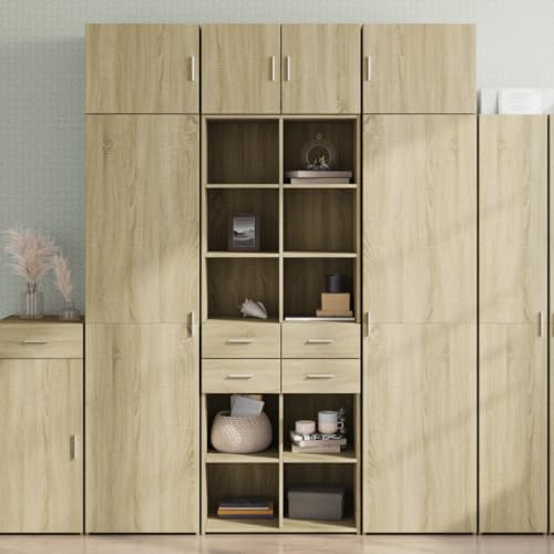 Keyroto Sideboard Eiche Sonoma 70 x 42,5 x 185 cm aus mehrschichtigem Holz, modernes Sideboard, Küchenmöbel, Sideboard, Sideboard Wohnzimmer von Keyroto