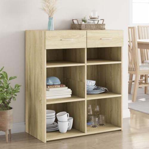 Keyroto Sideboard Eiche Sonoma 80 x 42,5 x 93 cm aus mehrschichtigem Holz, modernes Sideboard, Küchenmöbel, Sideboard, Sideboard Wohnzimmer von Keyroto