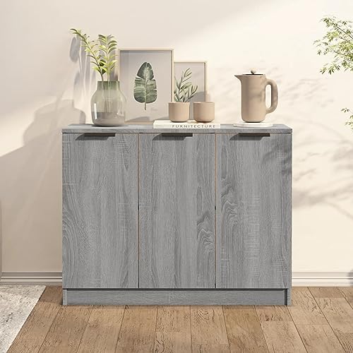 Keyroto Sideboard Wohnzimmer Moderne Anrichte Wohnzimmer Sideboard Küche Möbel Eingang Moderner Eingang aus Holz Sonoma Grau 90,5 x 30 x 70 cm von Keyroto