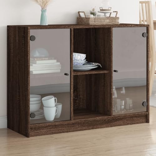 Keyroto Sideboard Wohnzimmer Moderne Vitrine Wohnzimmer Sideboard Küche Sideboard Wohnzimmer aus Holz Eiche Braun 102 x 37 x 75,5 cm von Keyroto