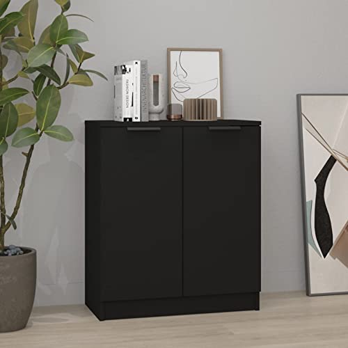 Keyroto Sideboard Wohnzimmer Sideboard Küche Sideboard Wohnzimmer Moderne Eingangsmöbel aus Holz schwarz 60 x 30 x 70 cm von Keyroto