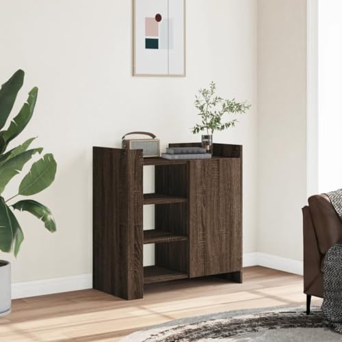 Keyroto Sideboard Wohnzimmer Vitrine Wohnzimmer Anrichte Moderne Eingangsmöbel aus Holz Multischicht Eiche Braun 73,5x35x75 cm von Keyroto