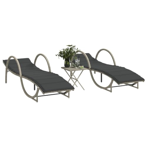 Keyroto Sonnenliegen 2 Stück mit Tisch hellgrau aus Polyrattan, Sonnenliege für den Garten, Gartenliege für den Außenbereich, Sonnenliege für den Außenbereich, Sonnenliege für den Garten Keyroto Sonnenliegen 2 Stück mit Tisch hellgrau aus Polyrattan, Sonnenliege für den Garten, Gartenliege für den Außenbereich, Sonnenliege für den Außenbereich, Sonnenliege für den Garten von Keyroto