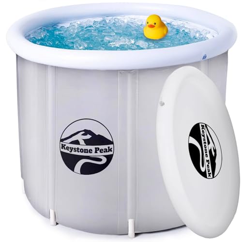 Keystone Peak Ice Bath - 85 cm Ø * 72 cm - Booste Dein Immunsytsem & verbessere die Regeneration + Kaltbadewanne +Tragbares Eisbad für Athleten & Navy Seals + Eiswasserbad + Kaltwassertherapie - Grau von Keystone Peak