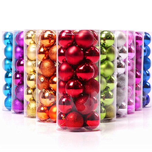 Keysui 24 Weihnachtskugeln Christbaumkugeln Kugel 6cm Farbmischung von Keysui