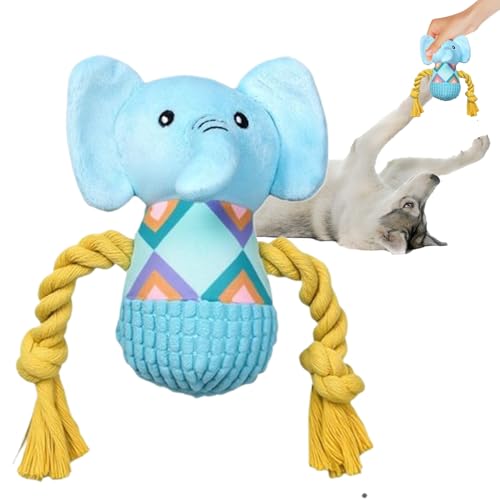 Keyubria Elefant Plüsch - Quietschendes Hundespielzeug - Interaktive Beißpuppe für Welpen als Spielzeug gegen die tägliche Langeweile zur Beschäftigung für Innenräume, Außenbereiche von Keyubria