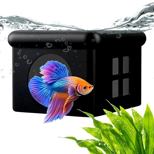 Keyubria Floating Betta | Schwebende Höhle Als Futterplatz, Ruhezone & Schutzraum - Dekorative Höhle Mit Fenster Für Wohnung Wohnzimmer Home Hotel von Keyubria