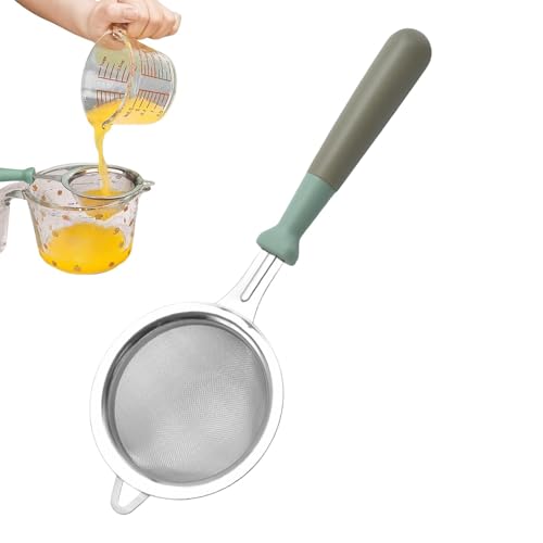 Schaumlöffel Edelstahl Filterlöffel Schaumkelle Sieblöffel mit Anti-Verbrühungsgriff, Küchensieb Feinmaschiges Sieb Frittierkelle Siebkelle Sieblöffel zum Filtern von Fettablagerungen, 8,8x25,5cm von Keyubria