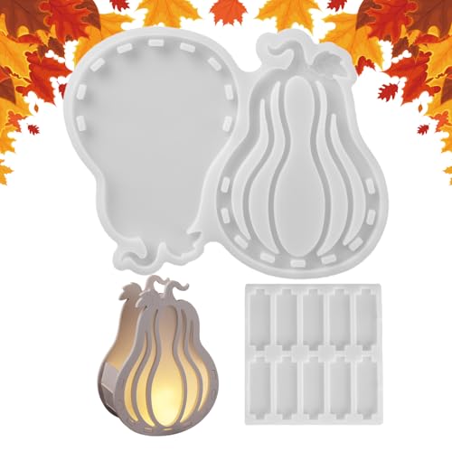 Silikonformen Gießformen Kürbis, Silikonform Kürbis Kerzenhalter, Gießformen Halloween, Epoxidharz Kerzenform für Gips und Kunsthandwerkfür DIYS Herbst Thanksgiving Erntedankfest Geschenk von Keyubria