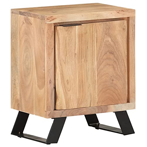 Keyur Nachttisch, Nachtschrank Nachtkommode Nachtkonsole Beistelltisch Nachttisch 40x30x50 cm Akazie Massivholz mit Naturkanten von Keyur
