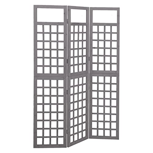 Paravent für den Innenbereich, Raumteiler, Raumteiler, 3-teilig, Kiefernholz, Grau, 121 x 180 cm von Keyur