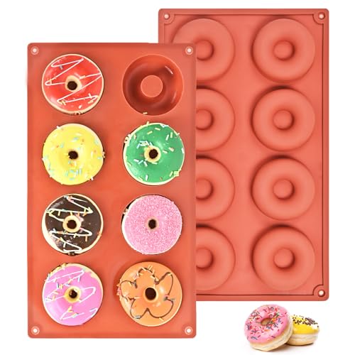 Kezidhp 2 Stück Donuts Backform für Donuts (8 Hohlräume) | Spülmaschinenfeste Donut-Backform für Kuchen, Bagels & Muffins | Ofen- & Mikrowellengeeignet bis 230°C von Kezidhp