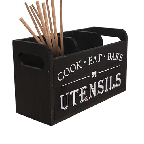 Kezvmhy Küchenutensilienhalter aus Holz, Thekenutensilien-Organizer, Aufbewahrungsbox aus Holz für Kochutensilien, 3 Fächer, Aufbewahrungsbox für Geschirr mit Abflusslöchern für den Schultisch Kezvmhy Küchenutensilienhalter aus Holz, Thekenutensilien-Organizer, Aufbewahrungsbox aus Holz für Kochutensilien, 3 Fächer, Aufbewahrungsbox für Geschirr mit Abflusslöchern für den Schultisch von Kezvmhy