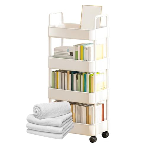 Kezvmhy Rollwagen, Rollwagen, mobiler Mehrzweckwagen, 3/4-stöckiger Allzweckwagen mit Rollen, multifunktionales Aufbewahrungsregal für Küche, Bad, Waschküche Kezvmhy Rollwagen, Rollwagen, mobiler Mehrzweckwagen, 3/4-stöckiger Allzweckwagen mit Rollen, multifunktionales Aufbewahrungsregal für Küche, Bad, Waschküche von Kezvmhy