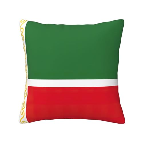 Kfjghhl Dekorativer Kissenbezug mit Flagge der Tschetschenischen Republik, weich, quadratisch von Kfjghhl