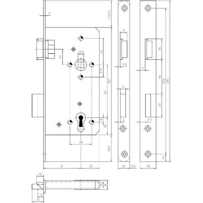 Einsteckschloss 154-1/2,PZ92/10,D65,F22x280ktg,Si,DL Einsteckschloss 154-1/2,PZ92/10,D65,F22x280ktg,Si,DL von Kfv