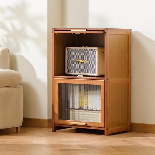 Kgfvesdc Glas Vitrinenschrank Wohnzimmer,Vitrinenschrank Wohnzimmer Braundichte Und Staubdichte Struktur,Geeignet FüR Garderoben Und Spielzimmer(Braun-2 Schicht-Breite 80cm) von Kgfvesdc