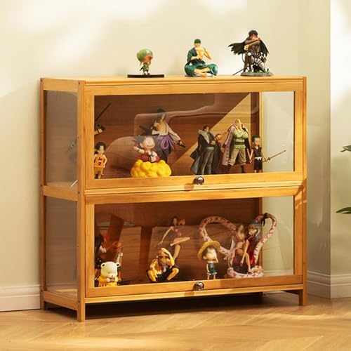 Kgfvesdc Glas Vitrinenschrank Wohnzimmer,Vitrinenschrank Wohnzimmer Holzfarbedichte Und Staubdichte Struktur,Geeignet FüR Garderoben Und Spielzimmer(Holzfarbe-2 Schicht-Breite 80cm) von Kgfvesdc