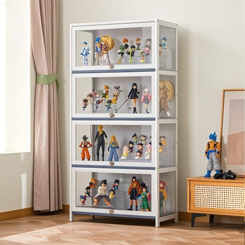 Kgfvesdc Glas Vitrinenschrank Wohnzimmer,Vitrinenschrank Wohnzimmer Weißdichte Und Staubdichte Struktur,Geeignet FüR Garderoben Und Spielzimmer(Weiß-4 Schicht-Breite 80cm) von Kgfvesdc