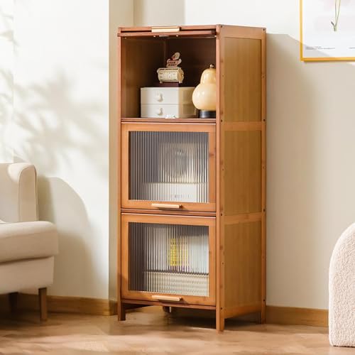 Kgfvesdc Vitrinenschrank Wohnzimmer Braun,Glasvitrine Stehend Vitrinenschrank,Dichte Und Staubdichte Struktur,Geeignet FüR Wohnzimmer, Garderoben Und Spielzimmer(Braun-3 Schicht-Breite80cm) von Kgfvesdc