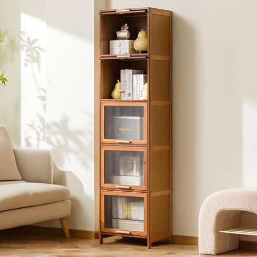 Kgfvesdc Vitrinenschrank Wohnzimmer Braun,Glasvitrine Stehend Vitrinenschrank,Dichte Und Staubdichte Struktur,Geeignet FüR Wohnzimmer, Garderoben Und Spielzimmer(Braun-5 Schicht-Breite80cm) von Kgfvesdc
