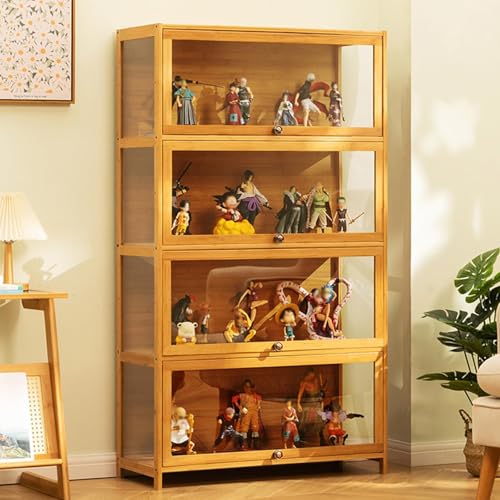 Kgfvesdc Wohnzimmervitrine Modern,Glasvitrine Stehend Vitrinenschrank,Dichte Und Staubdichte Struktur,Geeignet FüR Wohnzimmer, Garderoben Und Spielzimmer(Holzfarbe-4 Schicht-Breite60cm) von Kgfvesdc