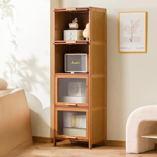 Kgfvesdc Wohnzimmervitrine Modern,Wohnzimmer Vitrine Modern,Glass Vitrine,Dichte Und Staubdichte Struktur,Geeignet FüR Garderoben Und Spielzimmer(Braun-4 Schicht-Breite70cm) von Kgfvesdc