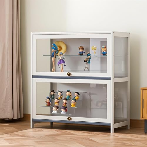 Kgfvesdc Wohnzimmervitrine Modern,Wohnzimmer Vitrine Modern,Glass Vitrine,Dichte Und Staubdichte Struktur,Geeignet FüR Garderoben Und Spielzimmer(Weiß-2 Schicht-Breite70cm) von Kgfvesdc