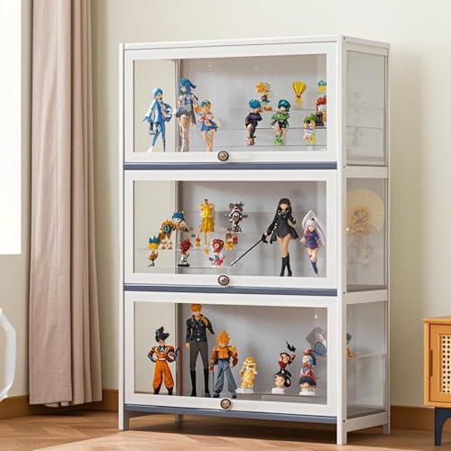 Kgfvesdc Wohnzimmervitrinen,Vitrinenschrank Wohnzimmer Holz,Dichte Und Staubdichte Struktur,Geeignet FüR Wohnzimmer, Garderoben Und Spielzimmer(Weiß-3 Schicht-Breite70) von Kgfvesdc