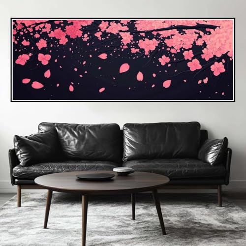 Malen Nach Zahlen Blume Malen Nach Zahlen Erwachsene Kirschblüte, 15x45 cm XXL Groß Acrylfarben Ölgemälde, DIY Malen Nach Zahlen Kinder Anfänger Set Bastelset für Wand Dekor (Ohne Rahmen) -H474 von Kggyele