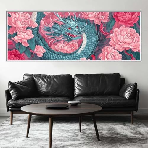 Malen Nach Zahlen Drache Malen Nach Zahlen Erwachsene Blume, 35x105 cm XXL Groß Acrylfarben Ölgemälde, DIY Malen Nach Zahlen Kinder Anfänger Paint by Numbers Set für Wand Dekor (Ohne Rahmen) -H230 von Kggyele