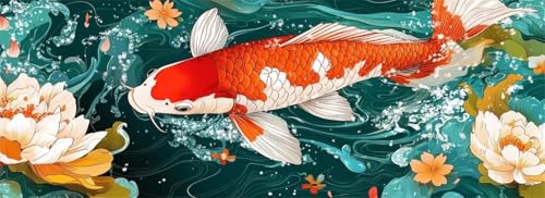 Malen Nach Zahlen Fisch Malen Nach Zahlen Erwachsene Blume, 45x135 cm XXL Groß Acrylfarben Ölgemälde, DIY Malen Nach Zahlen Kinder Anfänger Paint by Numbers Set für Wand Dekor (Ohne Rahmen) -H542 von Kggyele