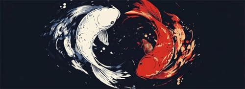 Malen Nach Zahlen Fisch Malen Nach Zahlen Erwachsene Koi, 65x195 cm XXL Groß Acrylfarben Ölgemälde, DIY Malen Nach Zahlen Kinder Anfänger Paint by Numbers Adult Set für Wand Dekor (Ohne Rahmen)-H648 von Kggyele
