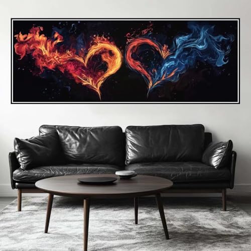 Malen Nach Zahlen Flamme Malen Nach Zahlen Erwachsene Herz, 85x255 cm XXL Groß Acrylfarben Ölgemälde, DIY Malen Nach Zahlen Kinder Anfänger Paint by Numbers Set für Wand Dekor (Ohne Rahmen) -H480 von Kggyele