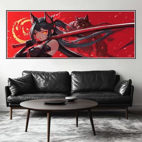 Malen Nach Zahlen Frau Malen Nach Zahlen Erwachsene Samurai, 55x165 cm XXL Groß Acrylfarben Ölgemälde, DIY Malen Nach Zahlen Kinder Anfänger Paint by Numbers Set für Wand Dekor (Ohne Rahmen) -H308 von Kggyele