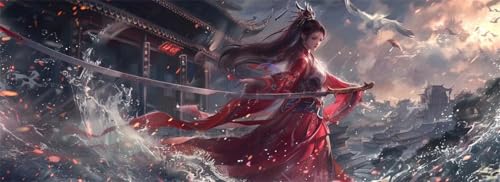Malen Nach Zahlen Frau Malen Nach Zahlen Erwachsene Samurai, 85x255 cm XXL Groß Acrylfarben Ölgemälde, DIY Malen Nach Zahlen Kinder Anfänger Paint by Numbers Set für Wand Dekor (Ohne Rahmen) -H502 von Kggyele