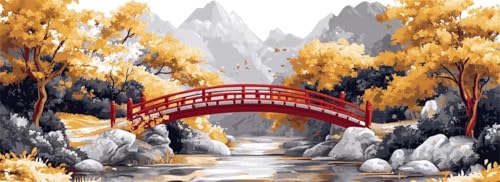 Malen Nach Zahlen Herbst Malen Nach Zahlen Erwachsene Landschaft, 55x165 cm XXL Groß Acrylfarben Ölgemälde, DIY Malen Nach Zahlen Kinder Anfänger Set Bastelset für Wand Dekor (Ohne Rahmen) -H638 von Kggyele
