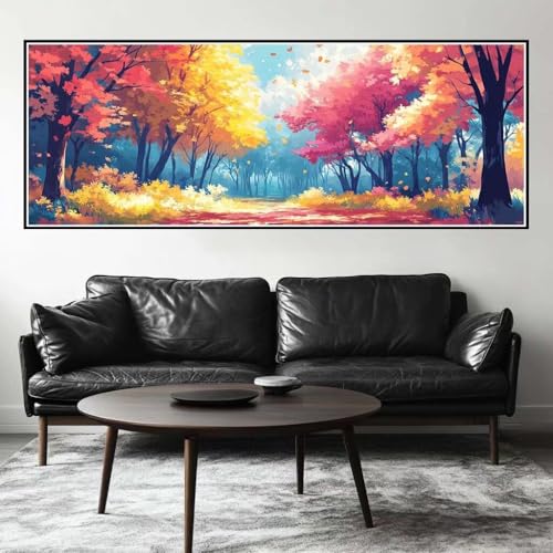 Malen Nach Zahlen Herbst Malen Nach Zahlen Erwachsene Wald, 15x45 cm XXL Groß Acrylfarben Ölgemälde, DIY Malen Nach Zahlen Kinder Anfänger Paint by Numbers Set für Wand Dekor (Ohne Rahmen) -H486 von Kggyele