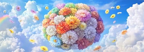 Malen Nach Zahlen Himmel Malen Nach Zahlen Erwachsene Blumenball, 35x105 cm XXL Groß Acrylfarben Ölgemälde, DIY Malen Nach Zahlen Kinder Anfänger Set Bastelset für Wand Dekor (Ohne Rahmen) -H650 von Kggyele