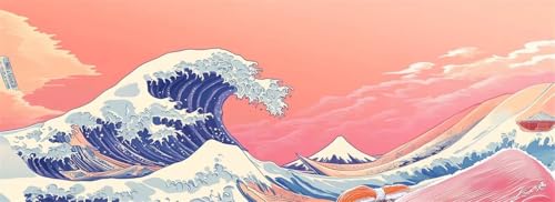 Malen Nach Zahlen Japan Malen Nach Zahlen Erwachsene Welle, 25x75 cm XXL Groß Acrylfarben Ölgemälde, DIY Malen Nach Zahlen Kinder Anfänger Paint by Numbers Set für Wand Dekor (Ohne Rahmen) -H512 von Kggyele