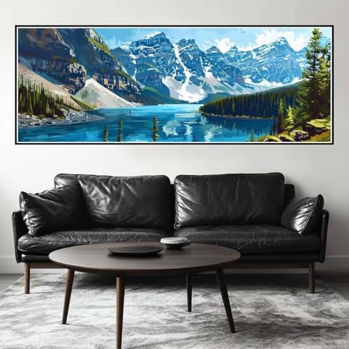 Malen Nach Zahlen Landschaft Malen Nach Zahlen Erwachsene See, 15x45 cm XXL Groß Acrylfarben Ölgemälde, DIY Malen Nach Zahlen Kinder Anfänger Paint by Numbers Set für Wand Dekor (Ohne Rahmen) -H494 von Kggyele